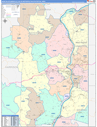 Weirton-Steubenville Metro Area Wall Map Color Cast Style 2026